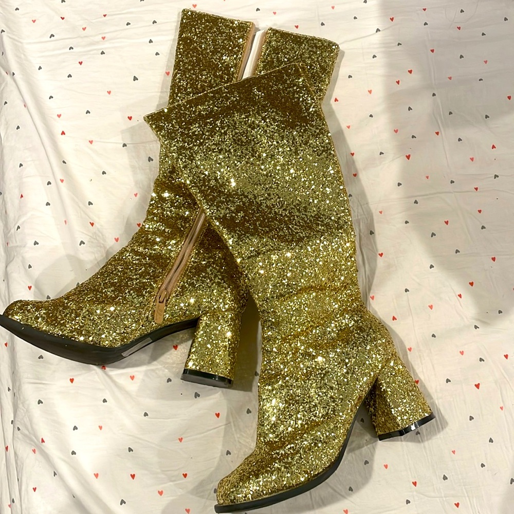 Gold Glitter GoGo Boots